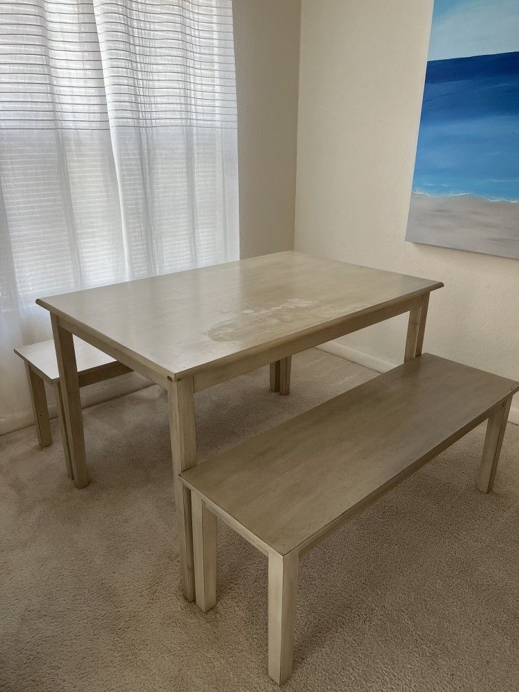 Dining Table Set with Two Benches
