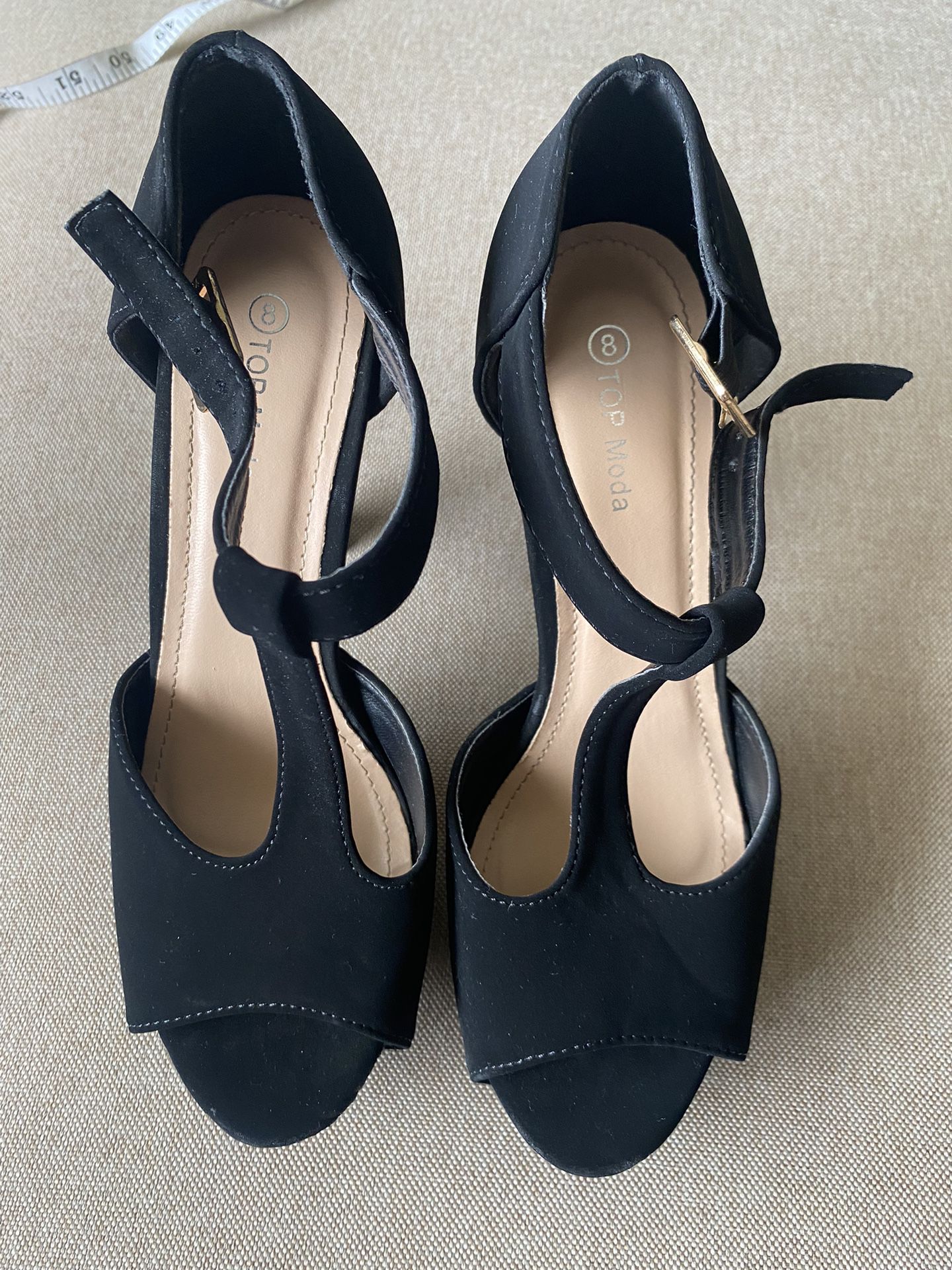 top model platform sandals high heels size 8 black
