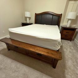 Complete Solid Wood Bedroom Set w/ Mattress – Excellent Condition
