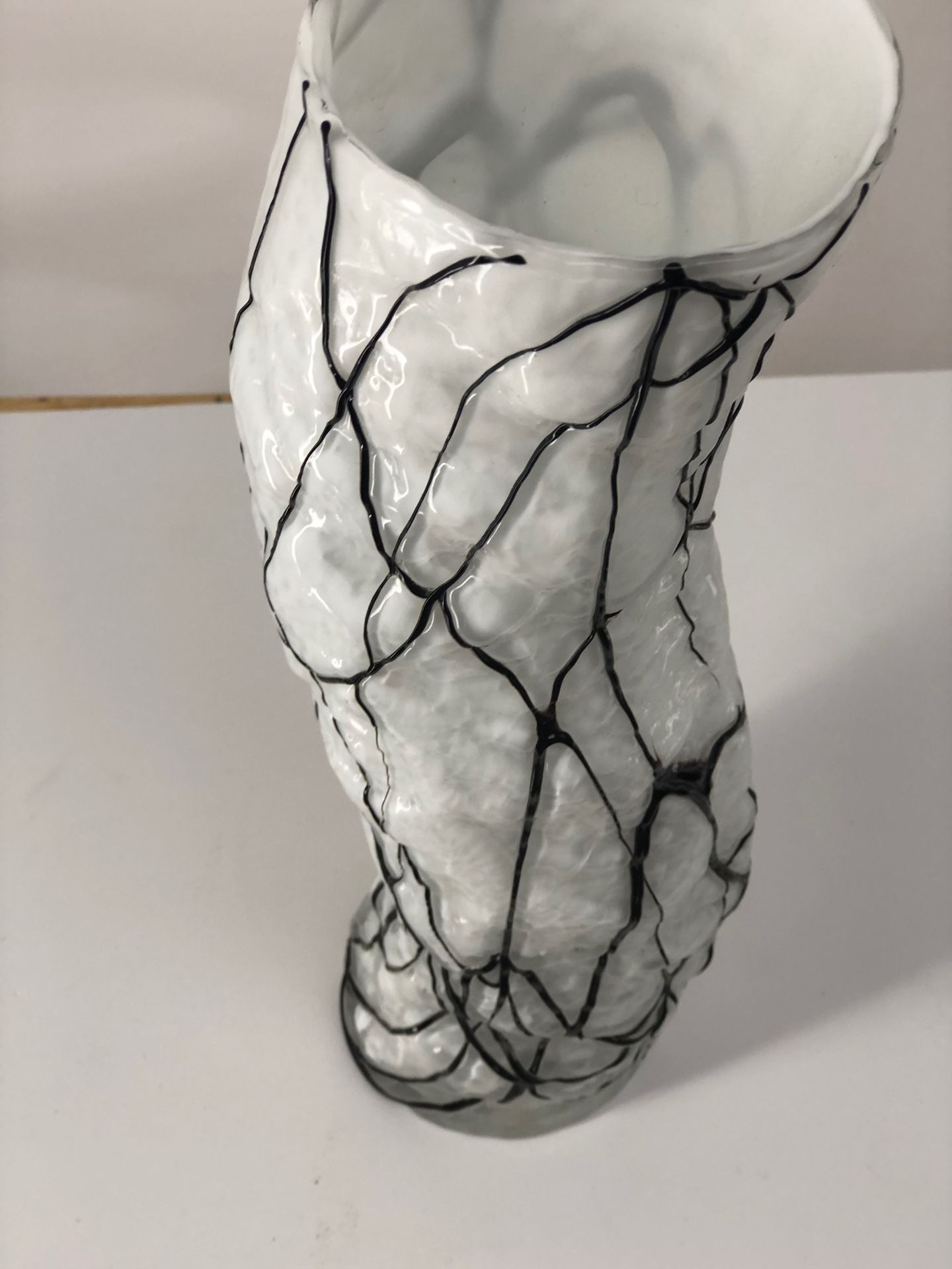 White& Brown abstract glass vase