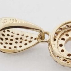 Womens 10K Yellow Gold Ankh Religious Cross with CZ Stones  #23171