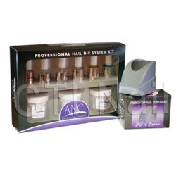 ANC Amazing Nail Concepts Professional Dip System Kit 6 bottles 3 Powders Free Dipper Container