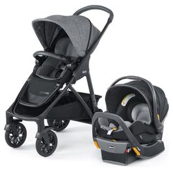 Chicco Corso Primo Modular Travel System Stroller with KeyFit 35 Zip ClearTex Infant Car Seat - Aspen (Black), 