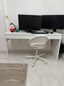IKEA White Desk with 2 Drawers + Office Chair – Great Condition
