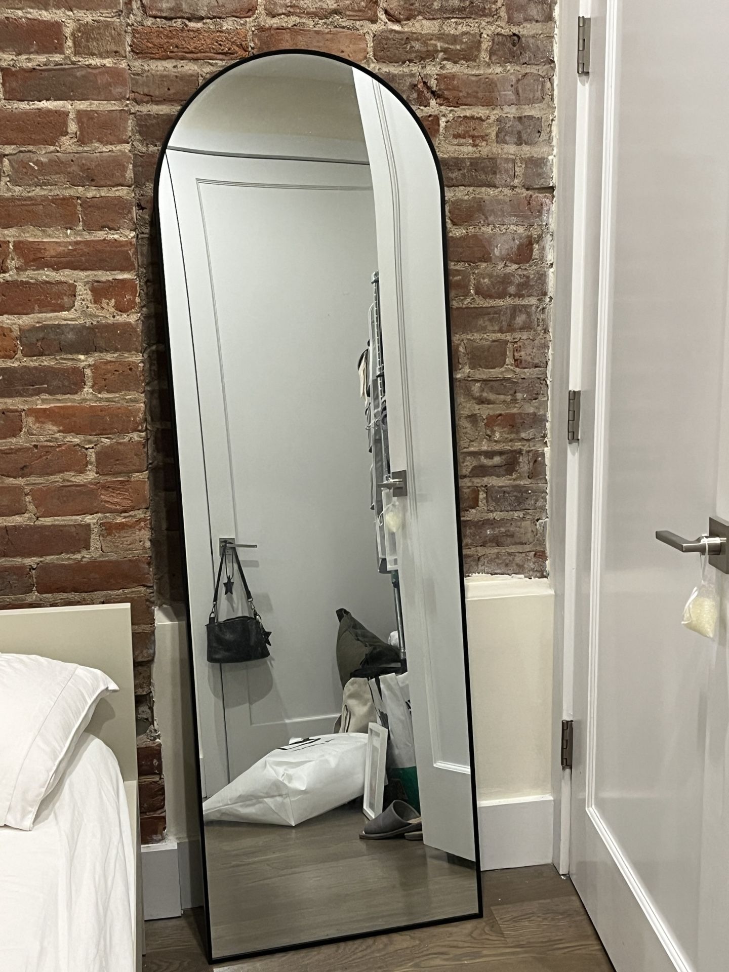 64" x 21" Arched Freestanding & Wall Mounted Aluminum Frame Mirror