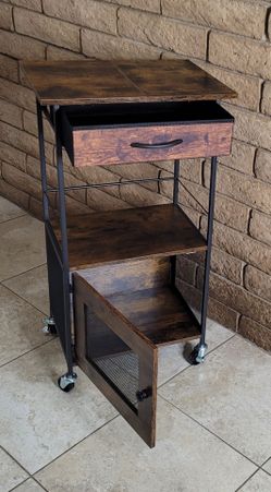 Rustic Rolling Kitchen Storage Cart - Compact for Small Spaces