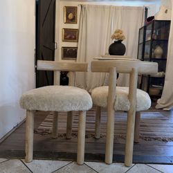 CB2  Perle Shearling  Dining Chairs  ($500For 2)