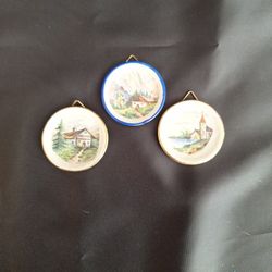 Tiny Porcelain Plates (3) Made In West Germany Doll House