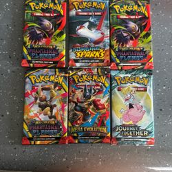 Pokemon TCG 6 pack lot Mega evolution, surging sparks, phantasmal flames, journey together