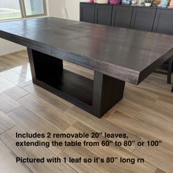 Extendable dining table 60”, 80”, or 100” near black color