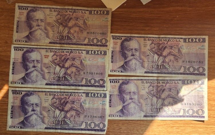 5 Antique Real Bills From Mexico