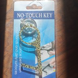 No Touch Keychain Leopard Print Acrylic Brand New