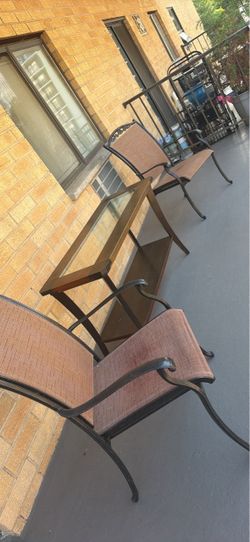 Outdoor Patio Chairs and Glass Table Set