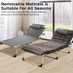 Ultra-Wide 74.8″ x 26.8″ Folding Guest Cot w/ Plush Mattress & Pillow