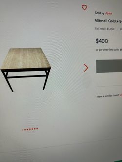 Mitchel + Gold side table with Travertine top