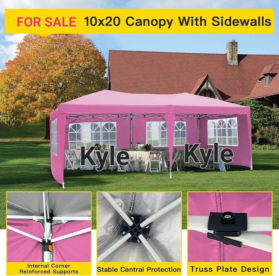 10x20' Easy Pop Up Canopy 420D Folding Tent Wedding Party Outdoor w/ Removable Sidewall