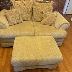 Comfortable Sofa & Oversized Ottoman Set – Great Condition