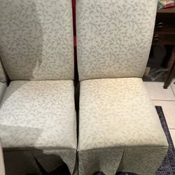 Set Of SIX Button Back Dining Chairs Skirted Chairs 