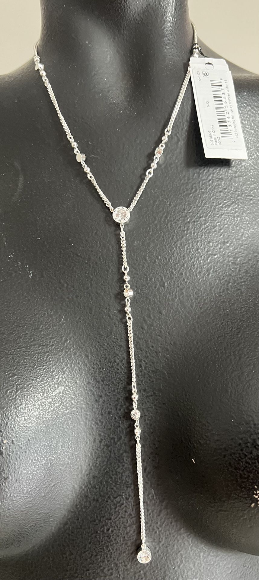 Givenchy 4 Drop Crystal Silver Necklace