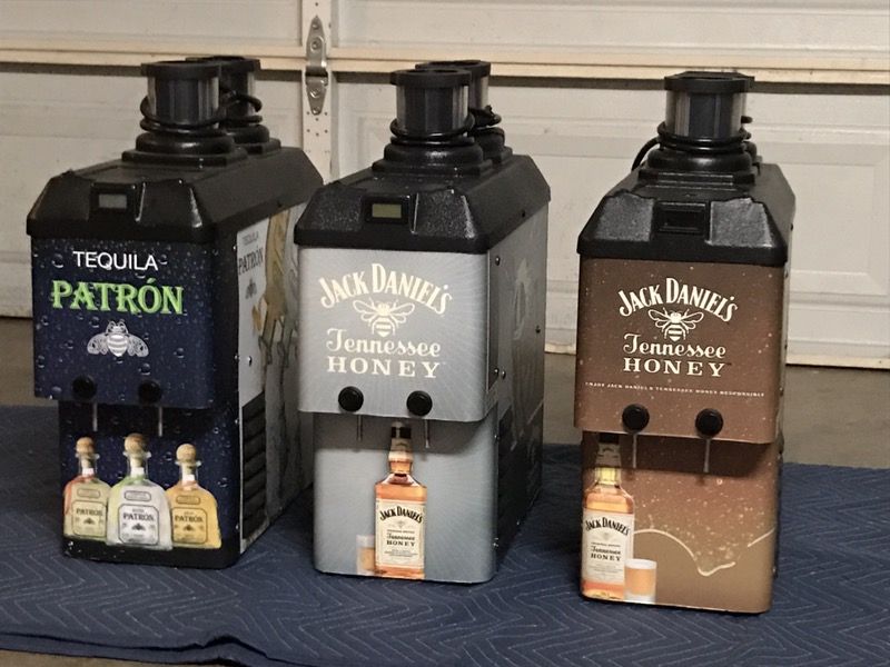 3 Shot Chiller Dispenser Machine Tequila Patron Jack Daniels Honey