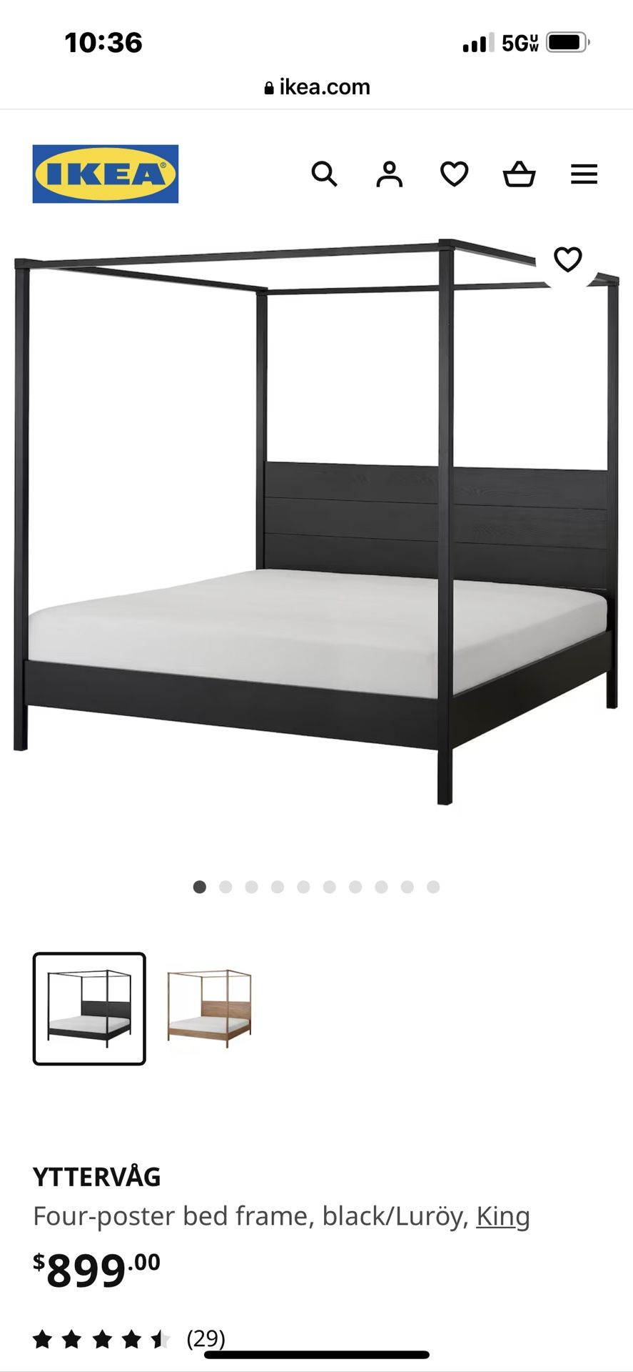 YTTERVÅG Four-poster bed frame, black, King