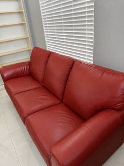 Red leather couch