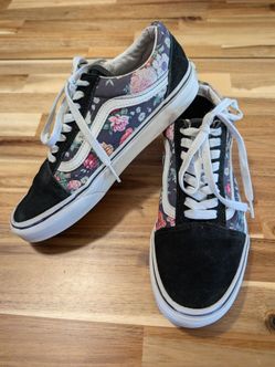 (A) Vans Old Skool Floral Sneakers (men's 7) 8.5 women's