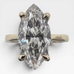 14k Yellow Gold Solitaire Ring with 3.05Ct. Lab Grown Marquise Diamond. (Size 6.50)