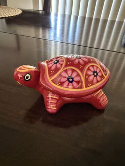 Ceramic Hand painted Turtle Container 