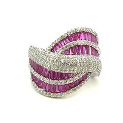 Woman’s Ladies 925 Sterling Silver Pink CZ Band Ring Size 6 GP3103156