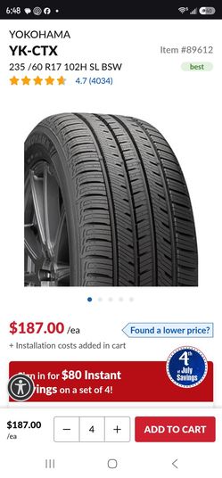 Set of 4 Yokohama YK-CTX 235/60R17