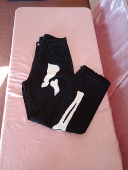 SHEIN Men Skeleton Print black Jeans size small