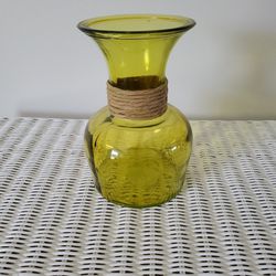 Glass Small Twine Wrapped Vase About 8" Tall