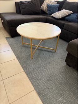 Round Marble Coffee Table with Gold Base