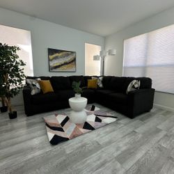 Sectional Couch L-Shaped 3 Piece Dark Grey Fabric - Ashleys Furniture - FREE DELIVERY