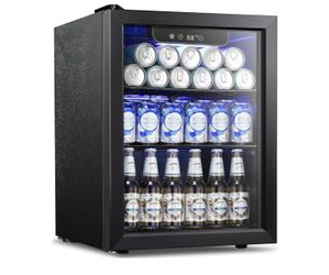 1.7 Cu. Ft. 68-Can Beverage Refrigerator & Mini Fridge with Glass Door