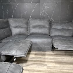 Luxury Power Reclining Sectional Sofa - Dark Gray