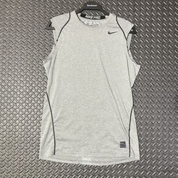 Nike Pro Shirt Adult Medium Fitted Gray Crew Neck Muscle Tank Sleeveless Tee L