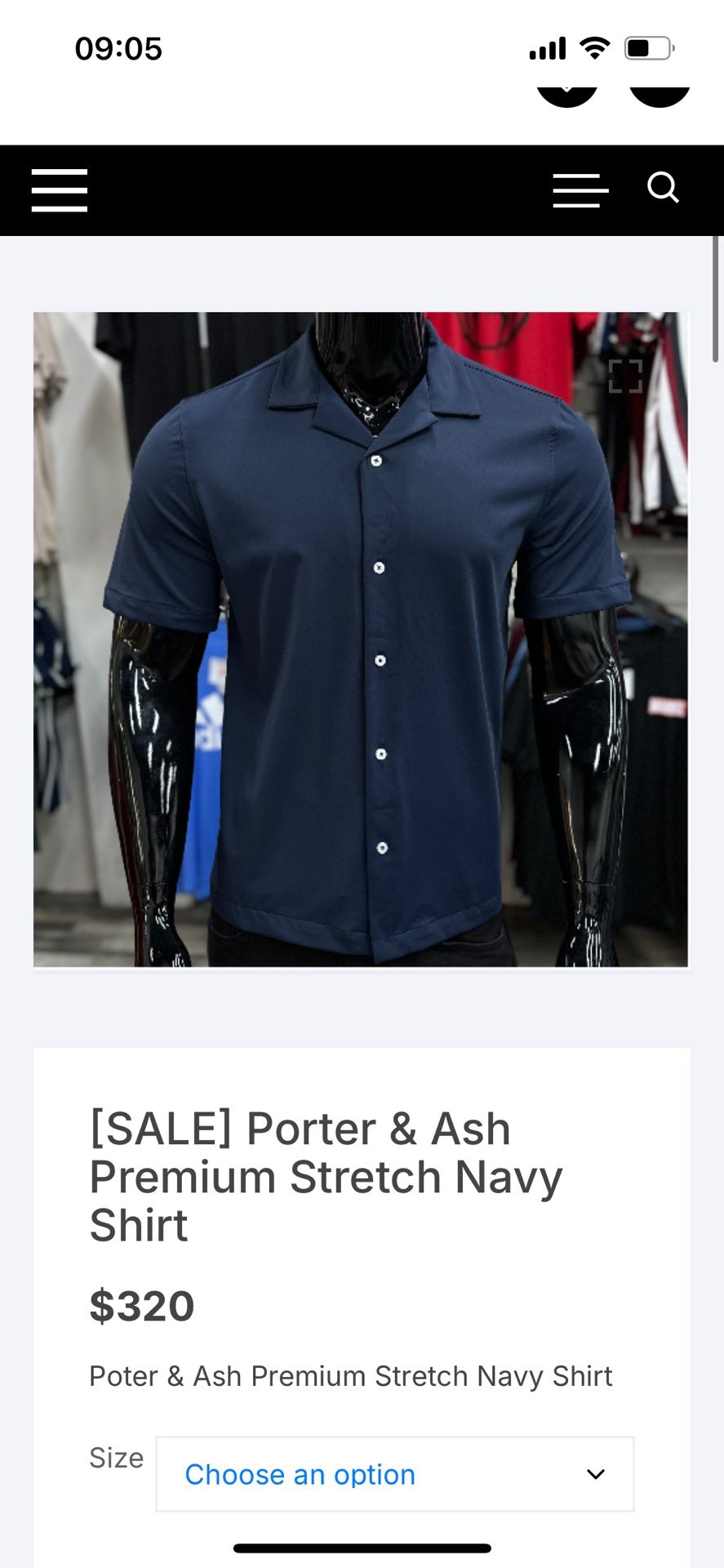New Porter & Ash Premium Stretch Navy Button Down Shirt- Short Sleeve XL
