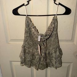 Green strapless top