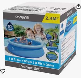 Avenli 8 ft round inflatable/above-ground swimming pool.