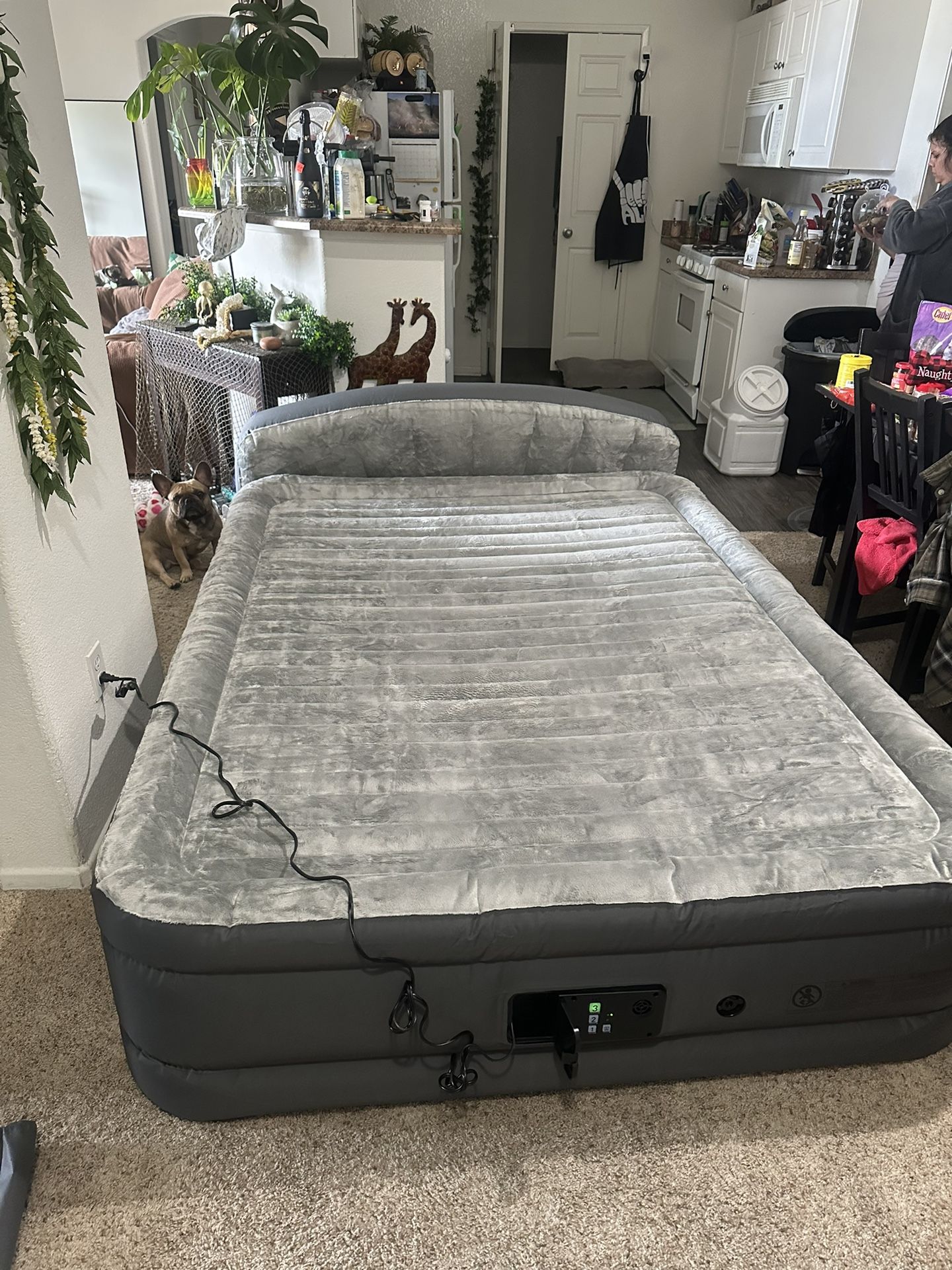 Open Box Sealy AlwayzAire Queen Airbed with Headboard, Snugable Top Air Mattress