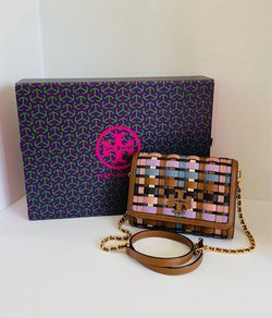 Tory Burch Woven Leather Crossbody Bag