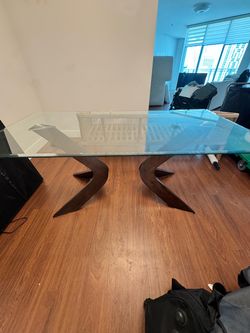 Glass Dining Room Table Wood Legs