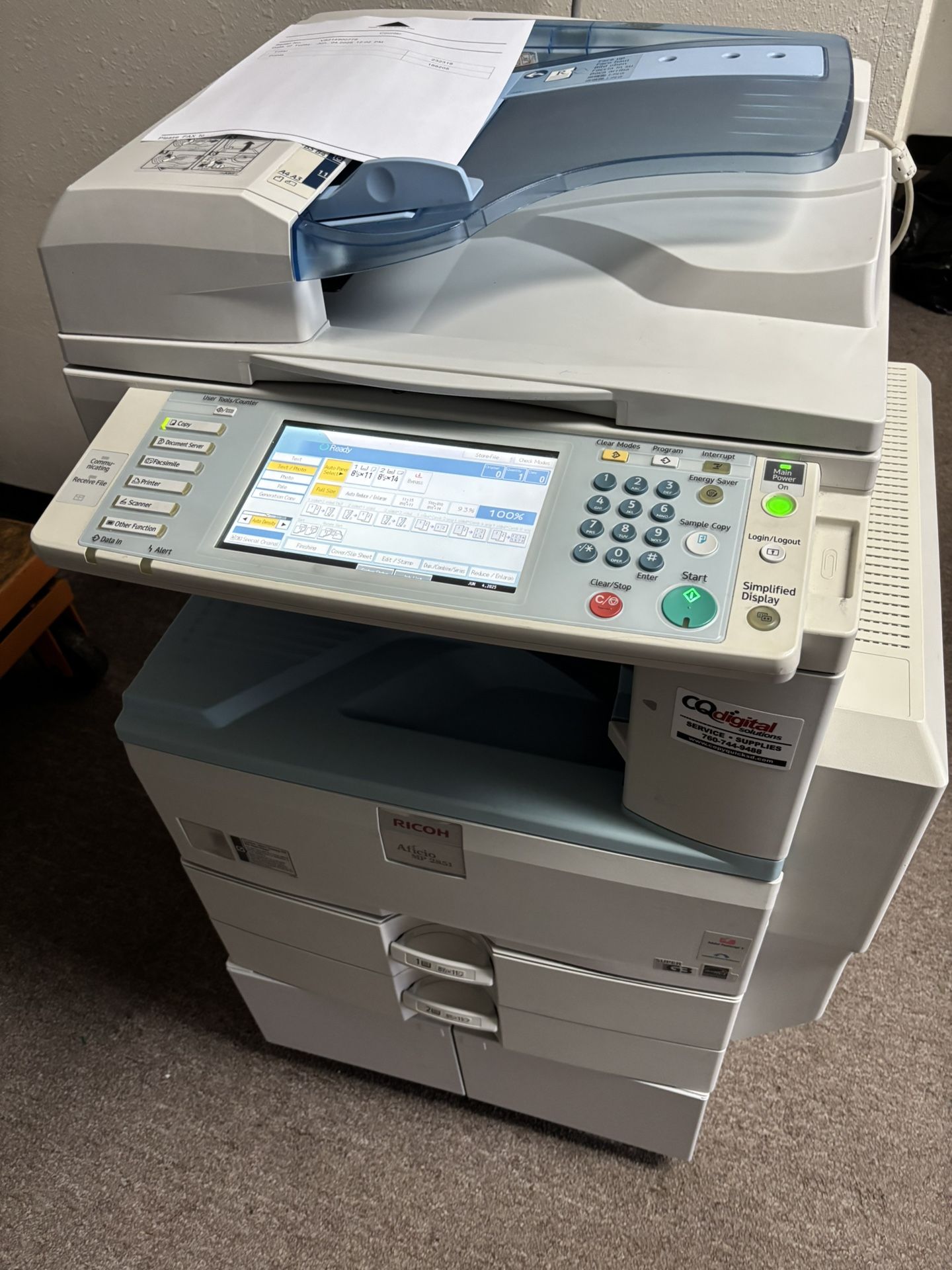 Ricoh MP 2851 B&W Commercial Grade Copier Printer