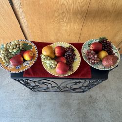 Beautiful Fake Fruit With Bowls And Stand $40