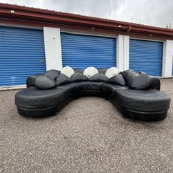 Black Leather Sectional – Free Delivery!