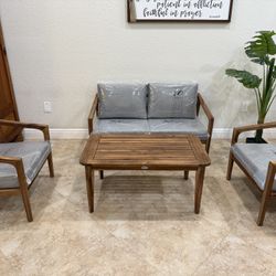 Brand New Acacia Wood Outdoor Patio Furniture Set