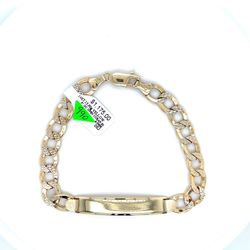 14kt Gold Diamond Cut Open Cuban Id Bracelet 13.90grams 8.9mm 155775 1
