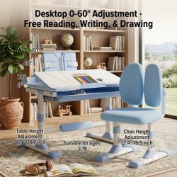 Kids Adjustable Study Desk & Chair Set with LED Lamp | Ages 3-18